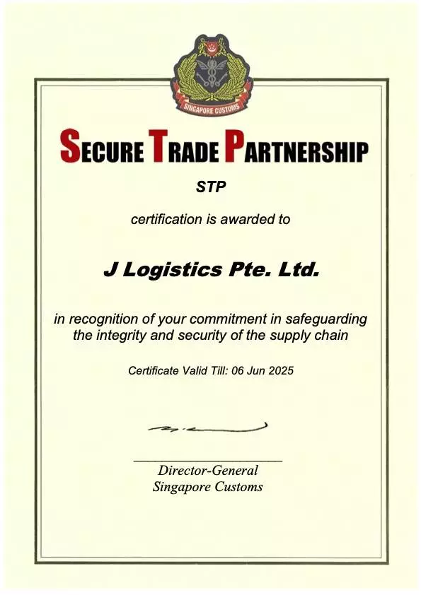 STP Certificate - J Logistics Lte Ltd