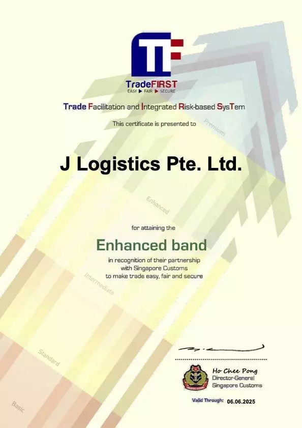 TradeFIRST Enhanced Certificate - J Logistics Lte. Ltd